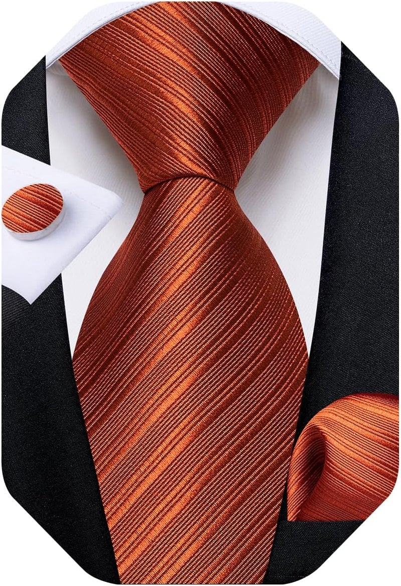 DiBanGu Mens Solid Color Tie and Pocket Square Set Woven Silk Plain Necktie & Handkerchief for Men Wedding Party Formal - Image 1